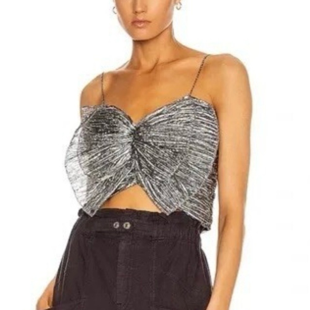Isabel Marant Tresha Metallic Bow Top